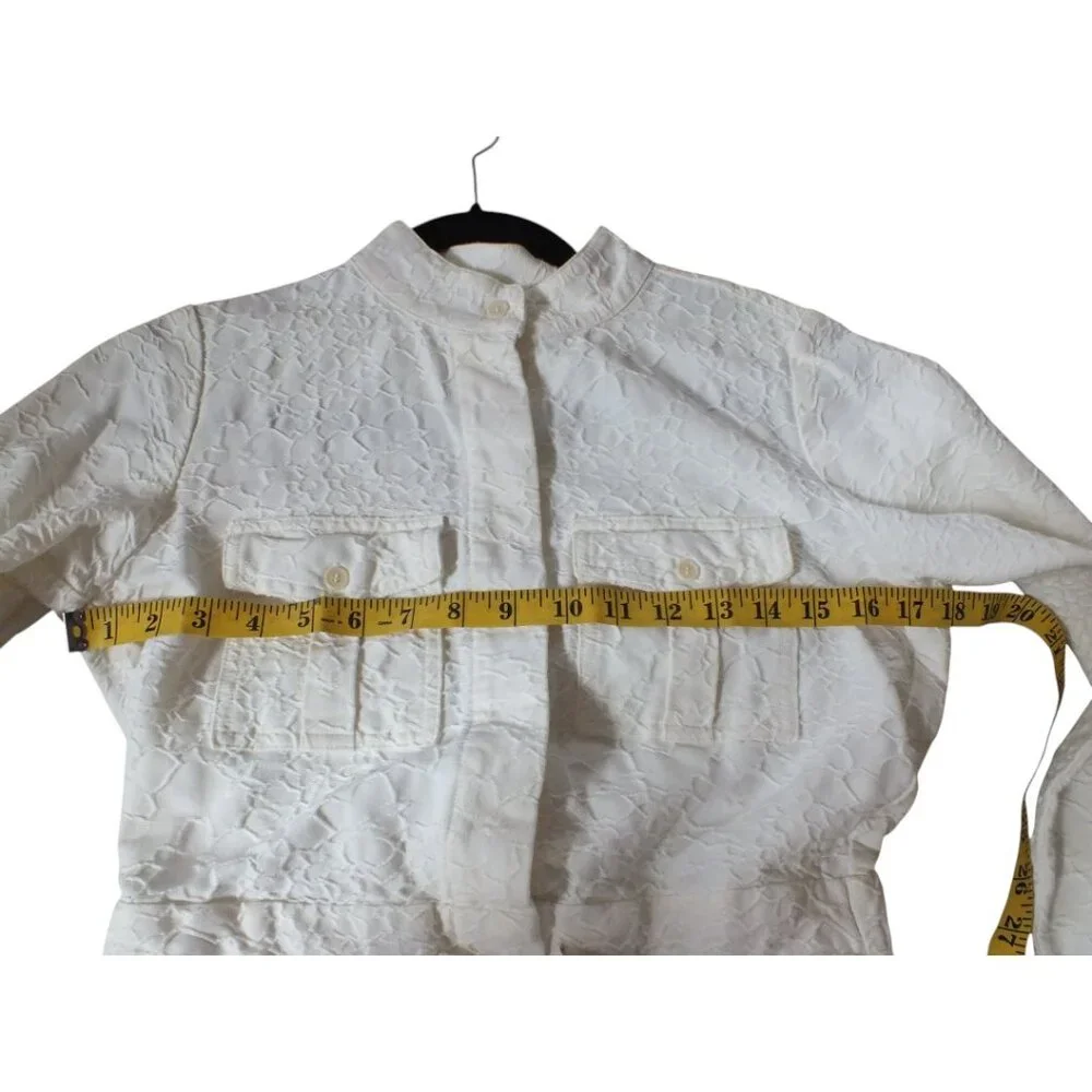 J Crew White/Off White Embroidered Long Sleeve Romper Beaded Drawstring 2